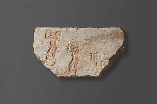 Relief with three men on a ramp
