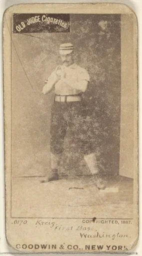 William "Bill" Frederick Krieg, 1st Base, Washington Nationals, from the Old Judge series (N172) for Old Judge Cigarettes