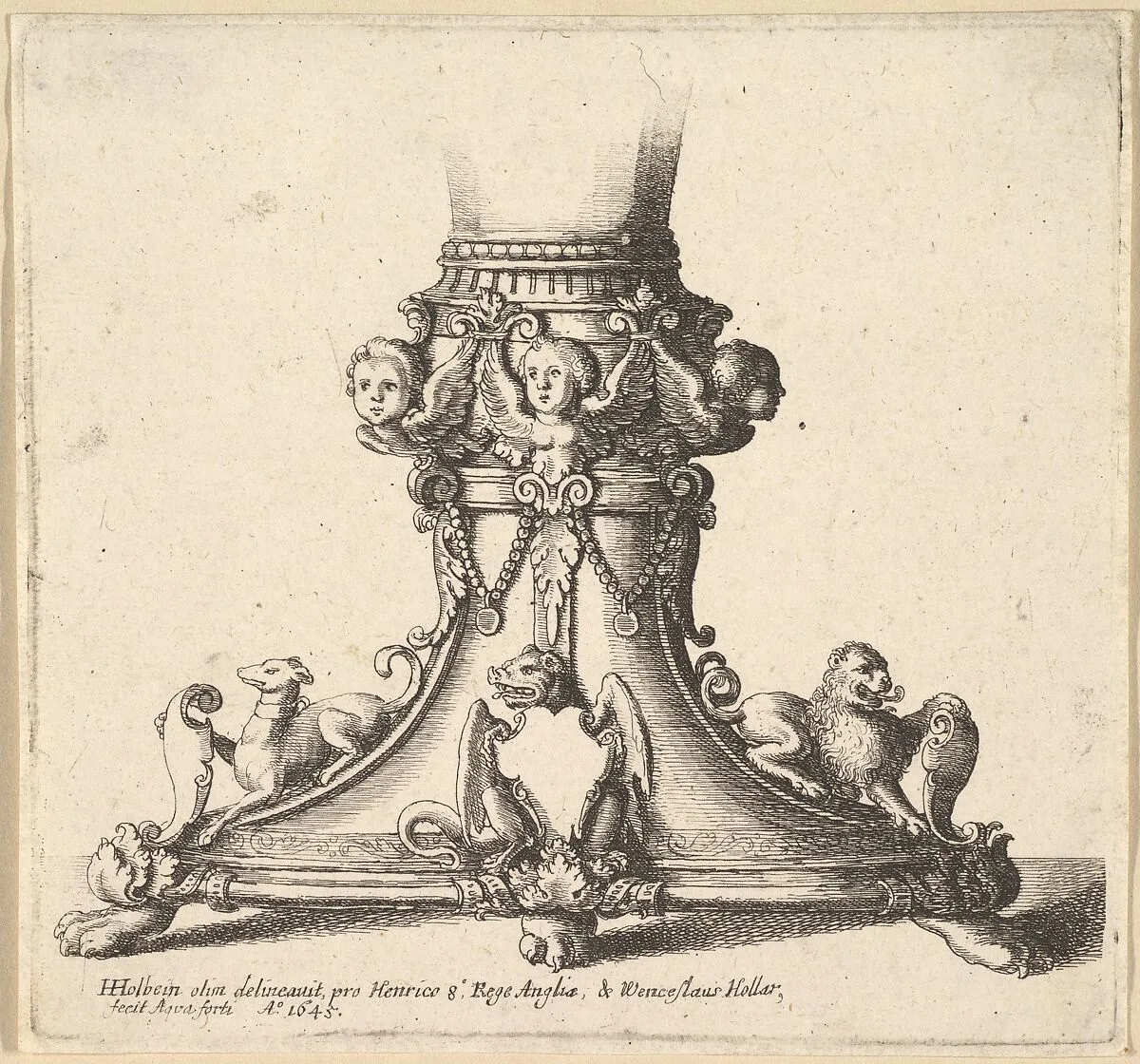 Base of an ornamental cup — Hans Holbein the Younger|Wenceslaus Hollar