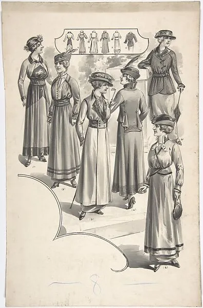 Designs for Six Women's Dresses — A. Foa
