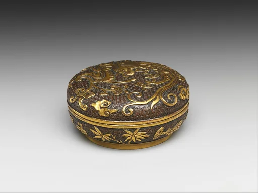 晚明　胡文明款銅鎏金香盒|Incense box