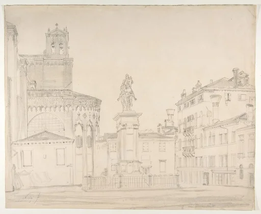View of the South side of the church of Santi Giovanni e Paolo in Venice, with Verrocchio's statue of Bartolomeo Colleoni