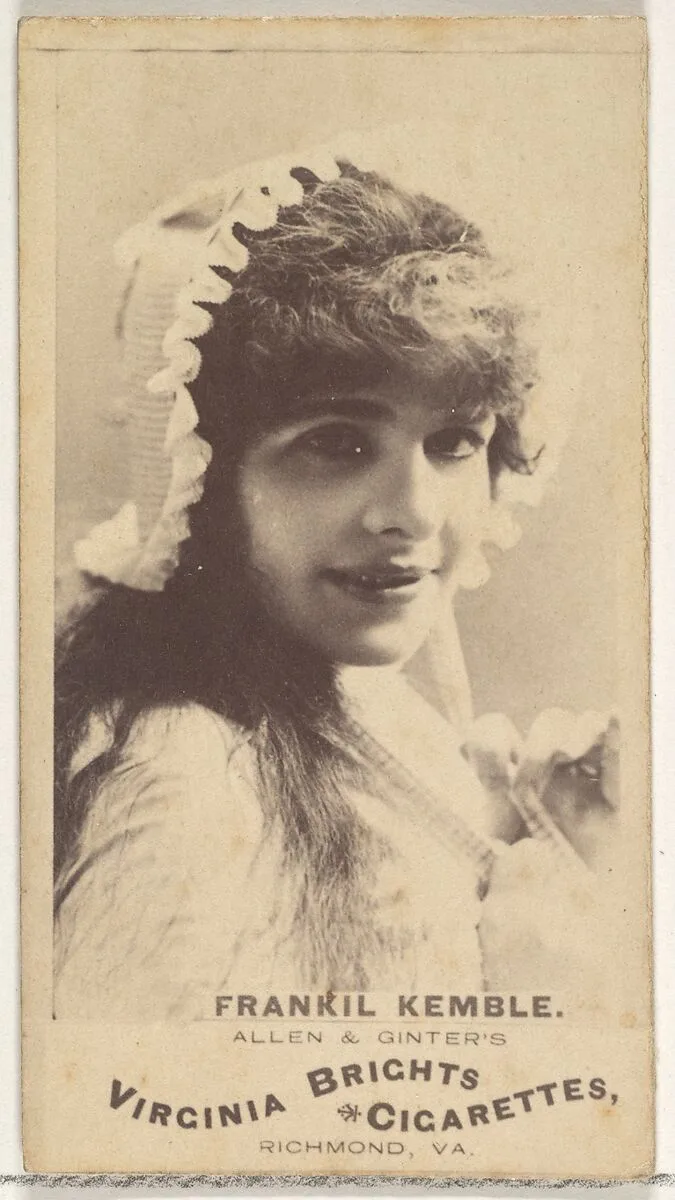 Frankil Kemble, from the Actors and Actresses series (N45, Type 1) for Virginia Brights Cigarettes — Allen & Ginter