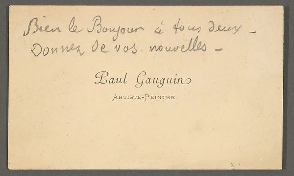 Paul Gauguin, calling card — Anonymous