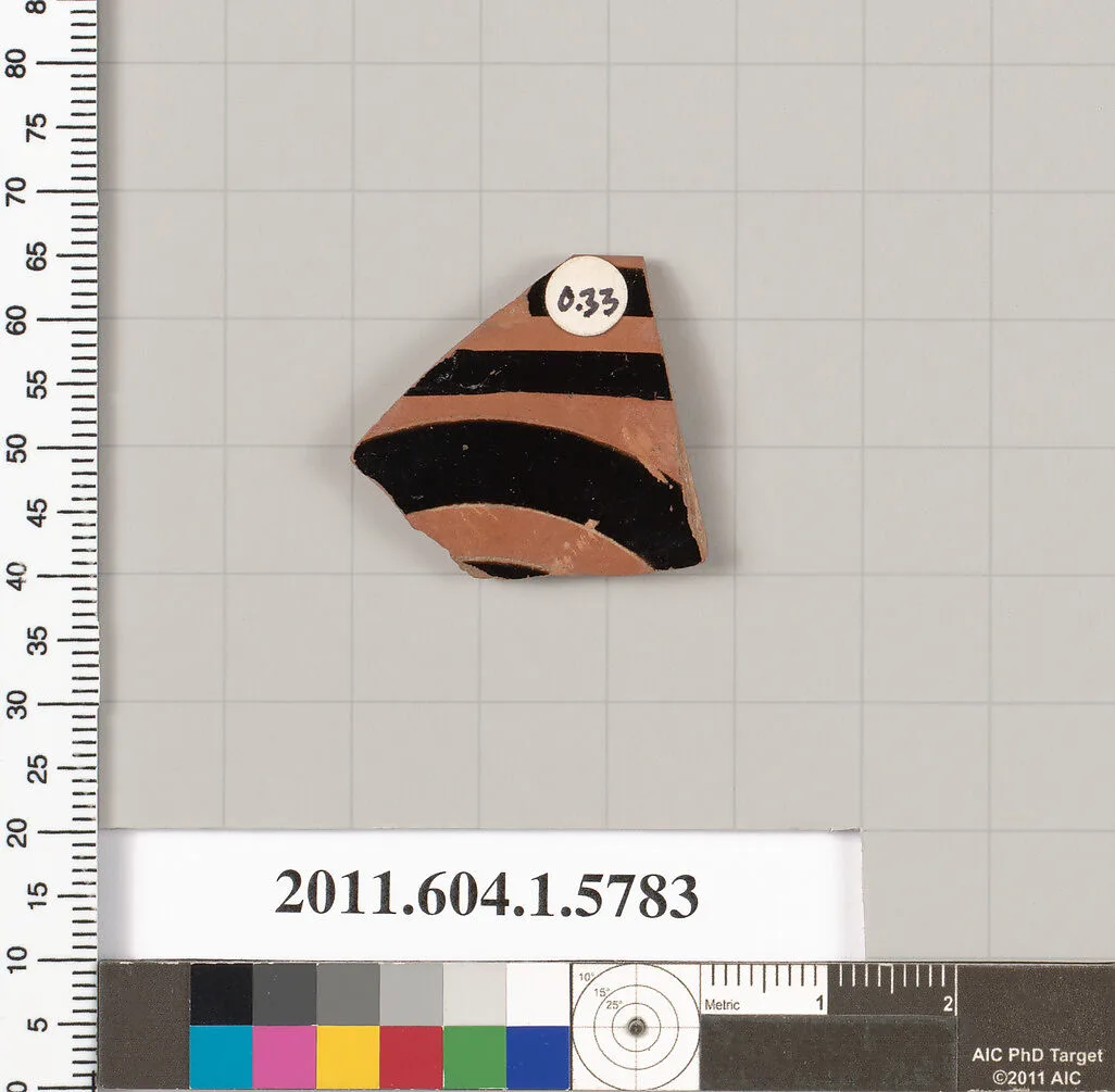 Terracotta rim fragment of a kylix: eye-cup (drinking cup) — Unknown