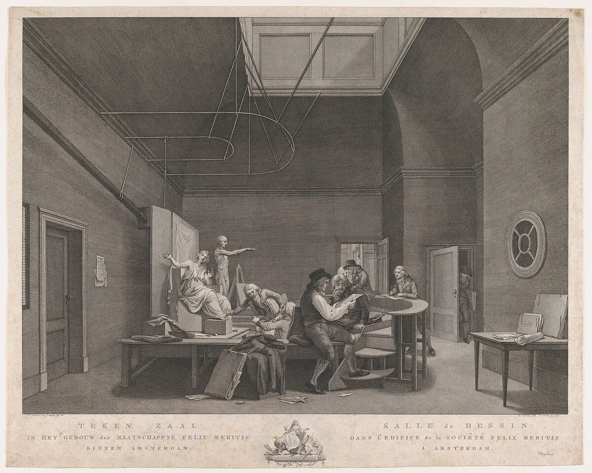 The Drawing Academy at the Felix Meritis Society in Amsterdam — Jacques Kuyper|Daniel Vrydag|Reinier Vinkeles|Pieter Barbiers II