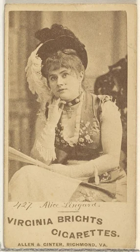 Card 427, Alice Lingard, from the Actors and Actresses series (N45, Type 1) for Virginia Brights Cigarettes