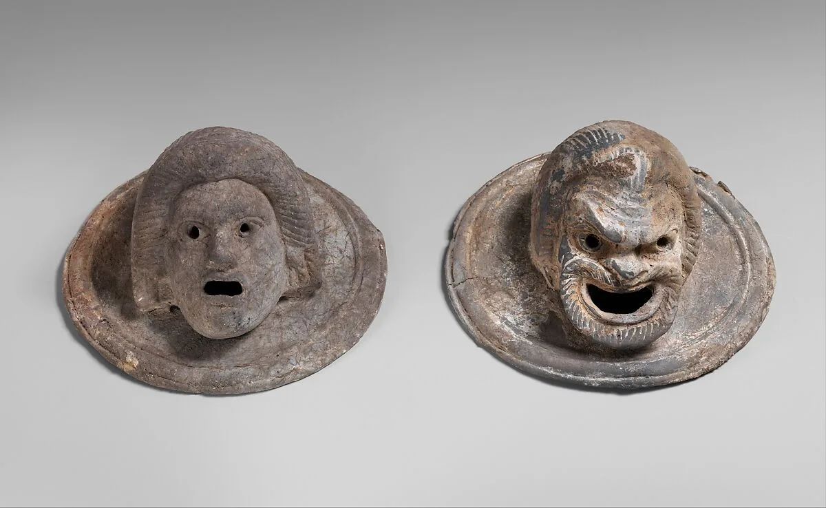 Terracotta roundels in the form of theatrical masks — Unknown