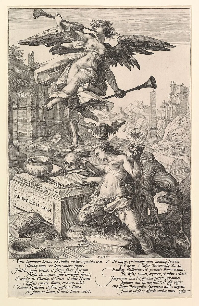 Fame and History, from "The Roman Heroes" — Hendrick Goltzius