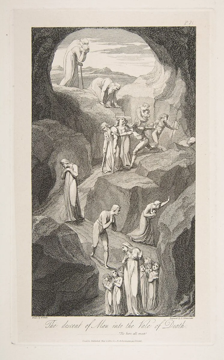 The Descent of Man into the Vale of Death, from "The Grave," a Poem by Robert Blair — Rudolph Ackermann, London|William Blake|Robert Blair|Luigi Schiavonetti