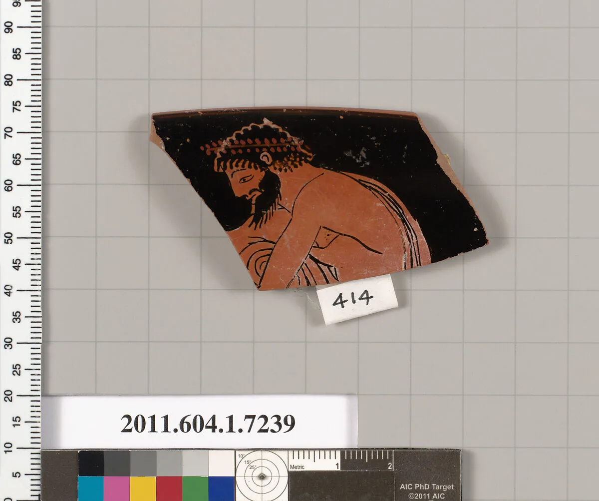 Terracotta rim fragment of a kylix (drinking cup) — Makron