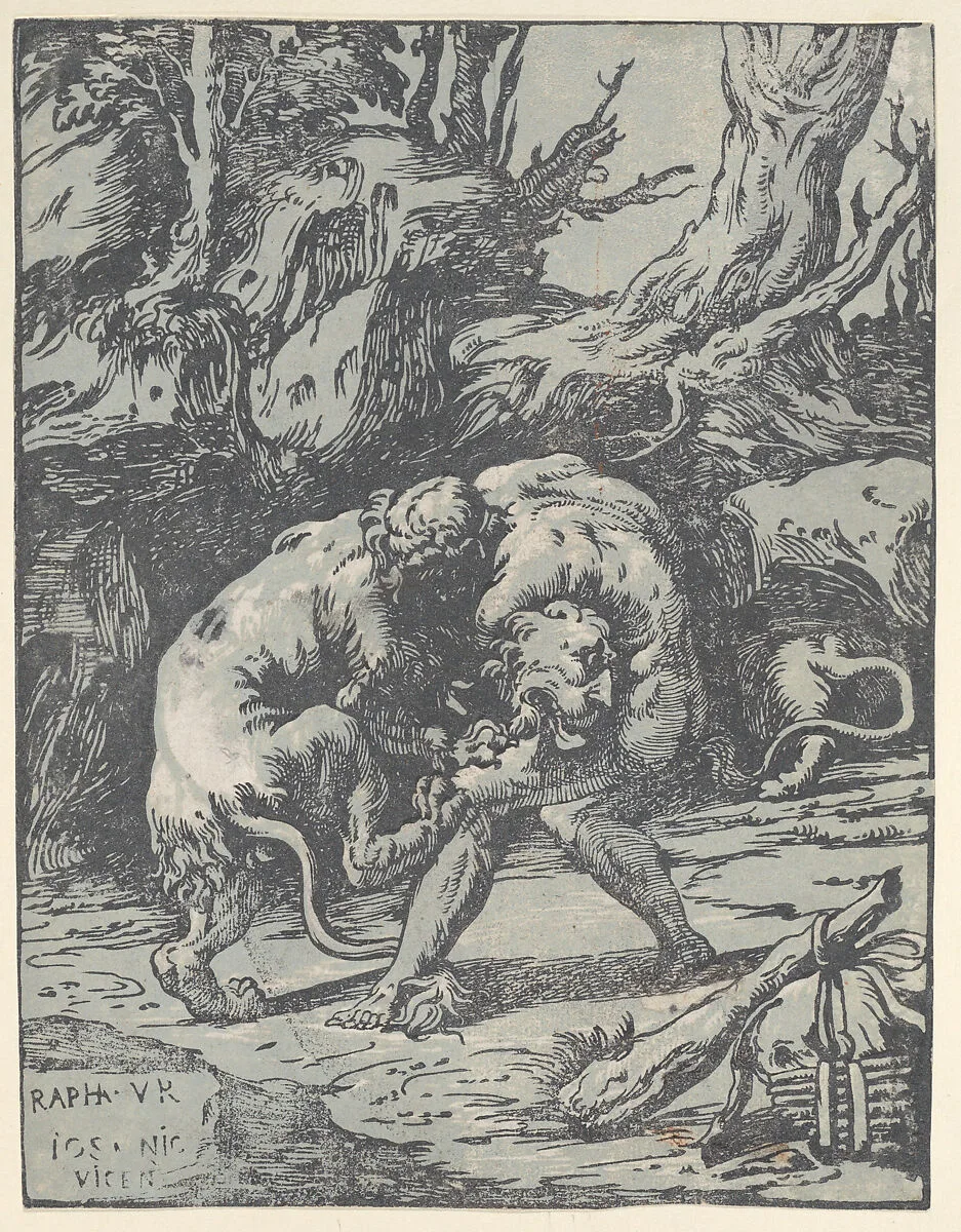 Hercules and the Nemean Lion — Niccolò Vicentino|Raphael (Raffaello Sanzio or Santi)
