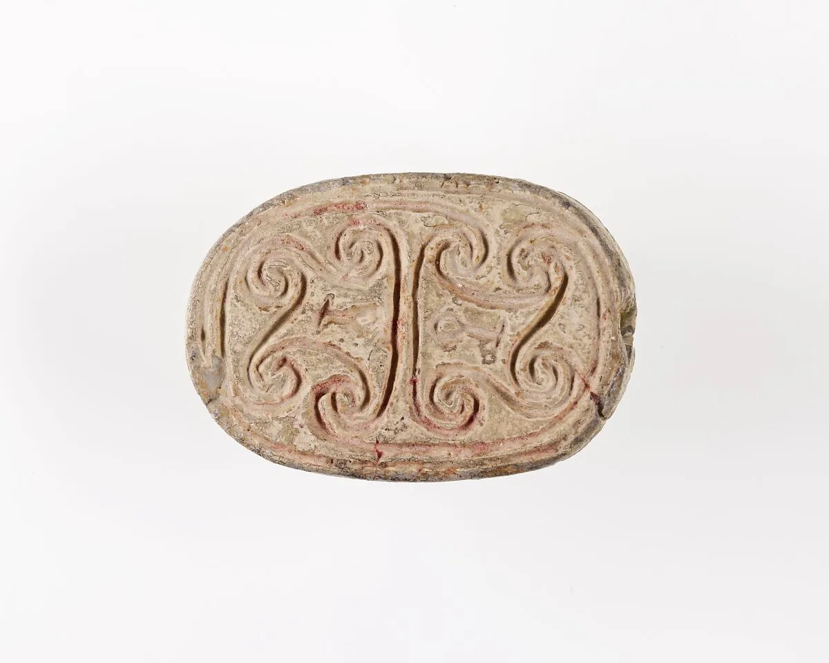 Scarab Incised with Hieroglyphs and Scrolls — Unknown