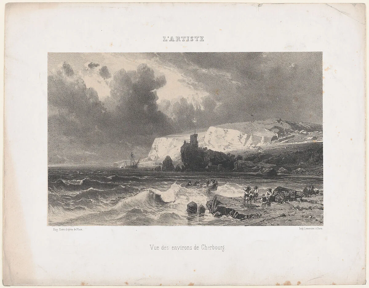 View near Cherbourg, from "L'Artiste" — Eugène Cicéri|Lemercier & Cie.