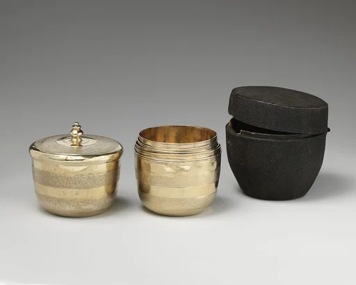 Set of six nesting beakers with case