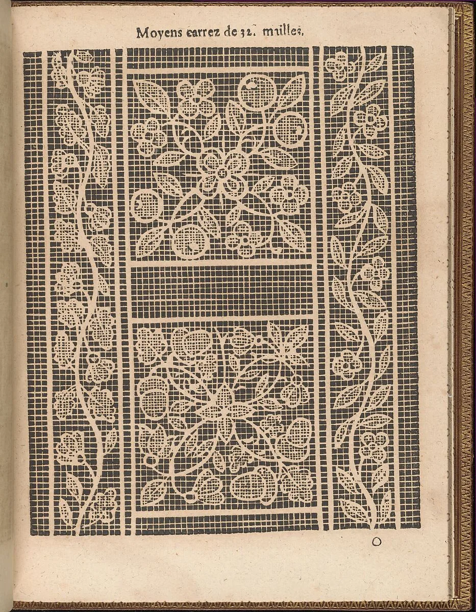 La Pratique de l'Aiguille, page 52 (recto) — Matthias Mignerak|Pierre Firens|Marie de Medici|Jean Le Clerc