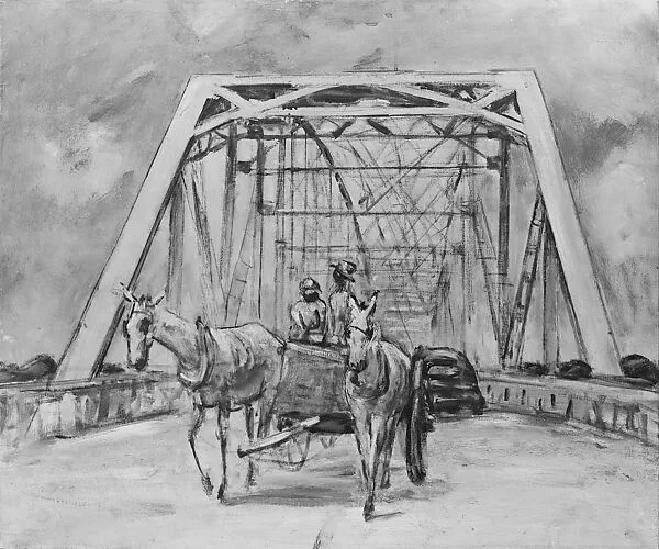 White Mules on a Bridge — Anne Goldthwaite