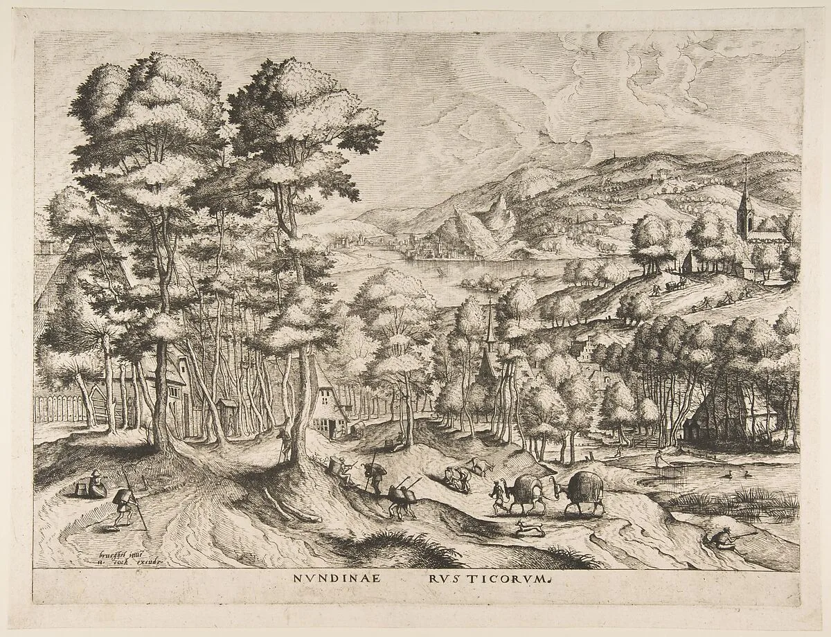 Rustic Market (Nundinae Rusticorum) from The Large Landscapes — Pieter Bruegel the Elder|Johannes van Doetecum I|Lucas van Doetecum|Hieronymus Cock