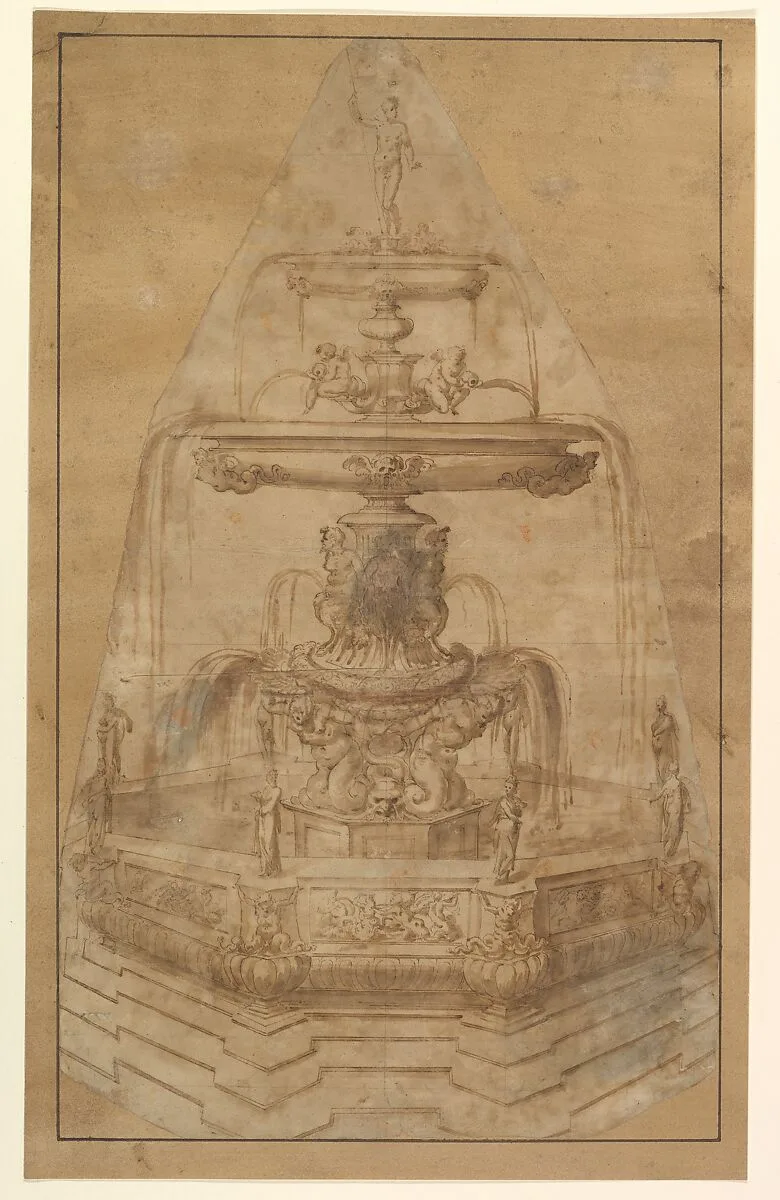 Design for a Fountain with River Gods and Nymphs — Anonymous, Italian, 16th century