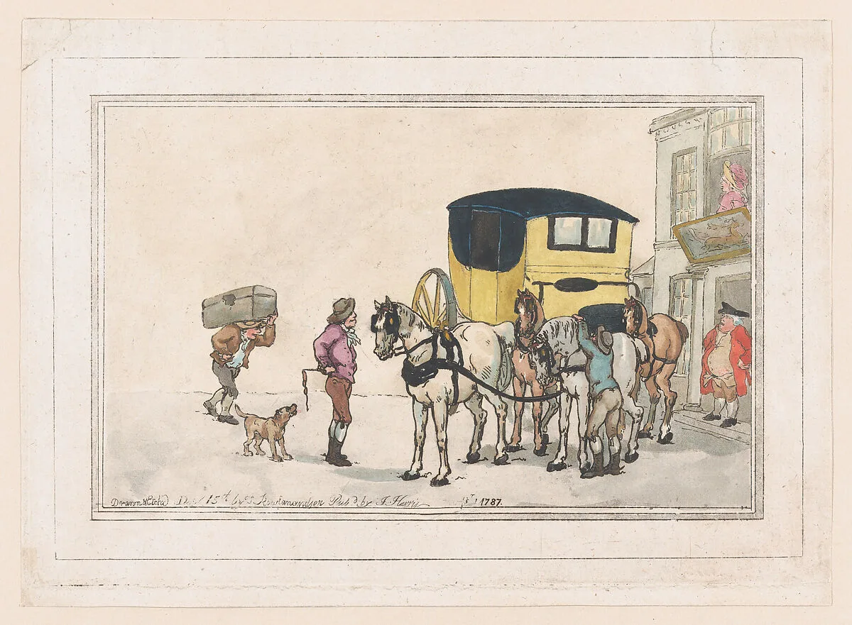 Post Boys and Post Horses at the White Hart Inn — Thomas Rowlandson|John Harris