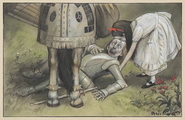 Alice and the White Knight, illustration for "Through the Looking-Glass and What Alice Found There" (Harper & Brothers, 1902) — Peter Newell|Lewis Carroll