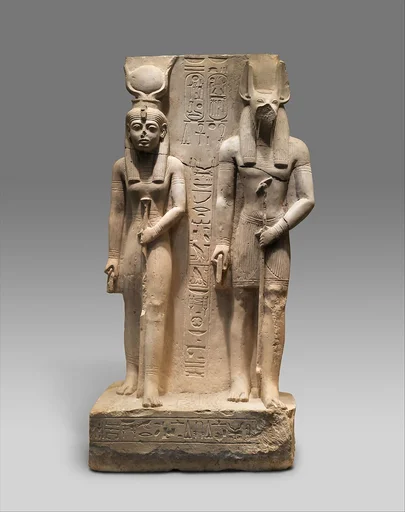 Isis and Wepwawet, god of Asyut, with the name of Siese, Overseer of the Two Granaries of Ramesses II