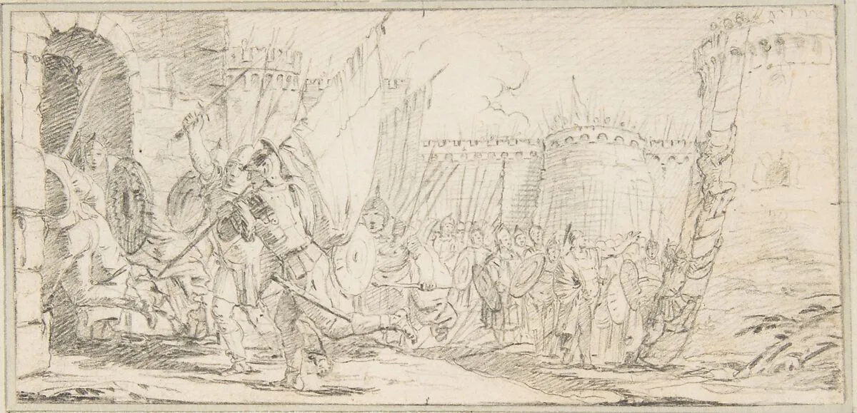 Illustration for a Book: Soldiers Storming a City — Giovanni Battista Tiepolo