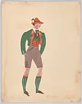 Drawing for a theatrical costume for the number 'O Leo' in 'At Home Abroad' — Vincente Minnelli