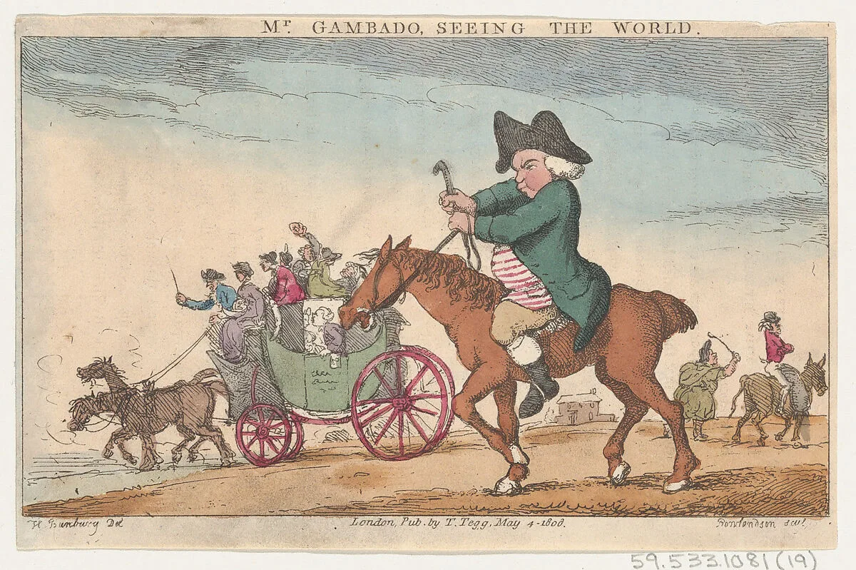 Mr. Gambado Seeing the World — Henry William Bunbury|Thomas Tegg|Thomas Rowlandson