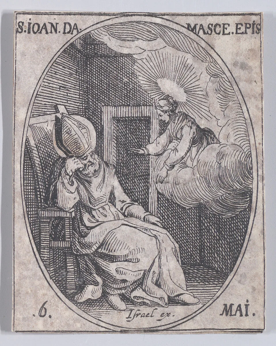 S. Jean Damascène (St. John of Damascus), May 6th, from "Les Images De Tous Les Saincts et Saintes de L'Année" (Images of All of the Saints and Religious Events of the Year) — Jacques Callot|Israël Henriet