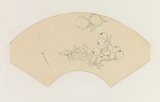 現代 謝稚柳 臨惲壽平荔枝龍眼雙桃圖 鏡片|Lychees, Longyan, and Peaches, after Yun Shouping