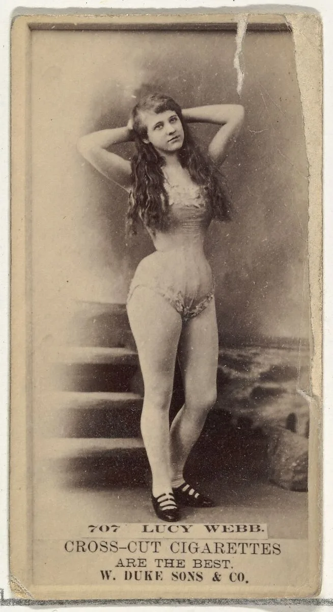 Card Number 707, Lucy Webb, from the Actors and Actresses series (N145-3) issued by Duke Sons & Co. to promote Cross Cut Cigarettes — W. Duke, Sons & Co.