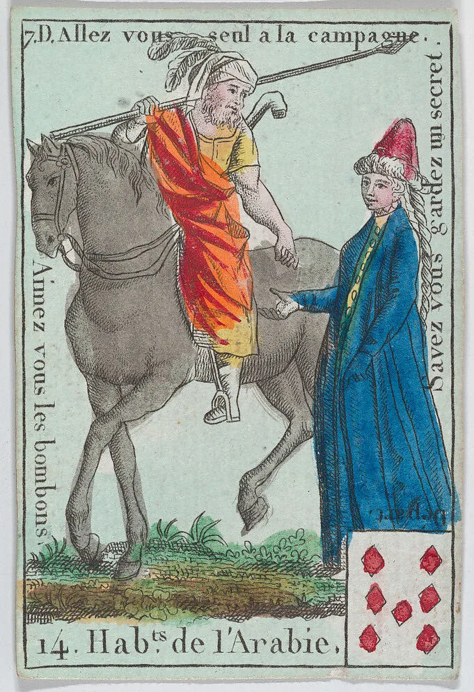 Hab.ts de l' Arabie from playing cards "Jeu d'Or" — Anonymous, French, 18th century
