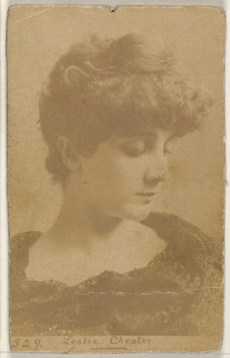 Card 529, Leslie Chester, from the Actors and Actresses series (N45, Type 1) for Virginia Brights Cigarettes — Allen & Ginter