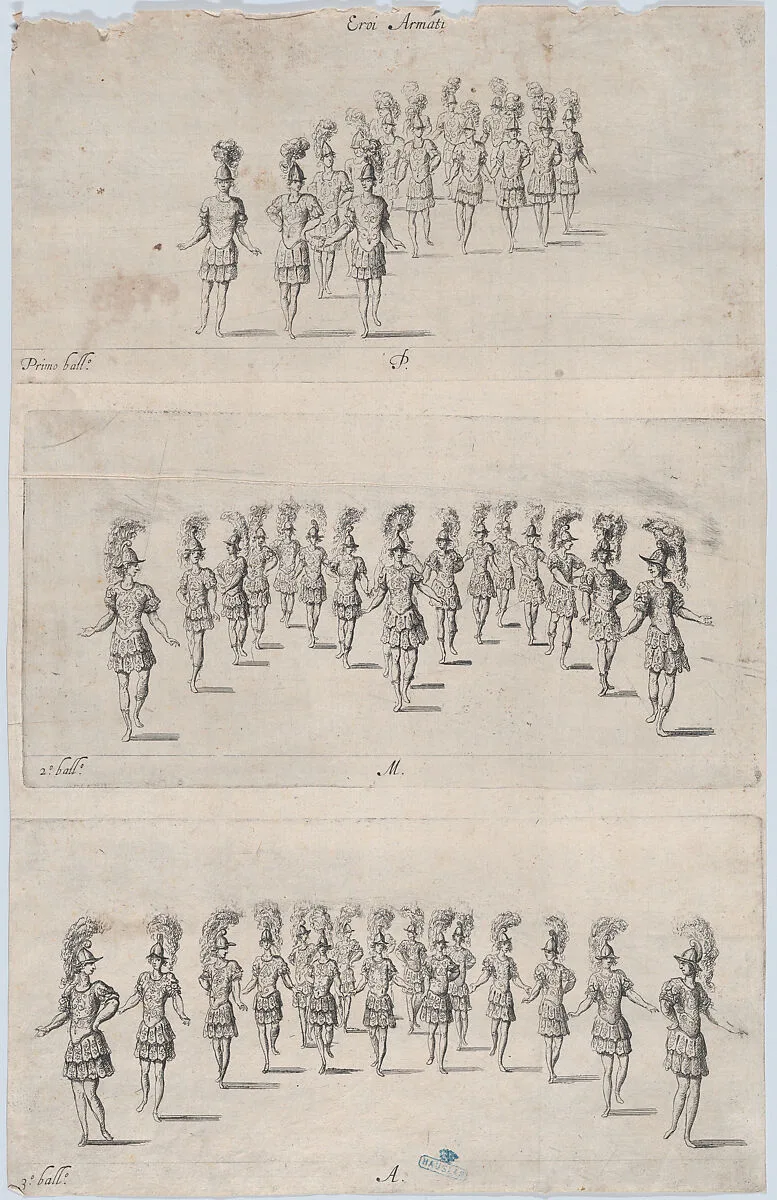 Armed heroes performing ballets — Anonymous, Italian, 17th century