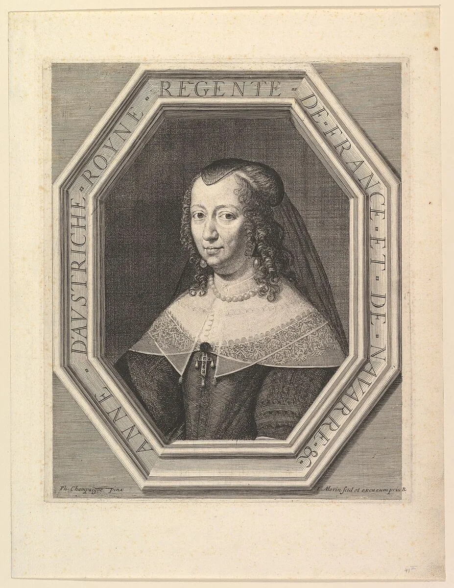 Anne d'Autriche, reine de France, en deuil de cour — Jean Morin|Philippe de Champaigne