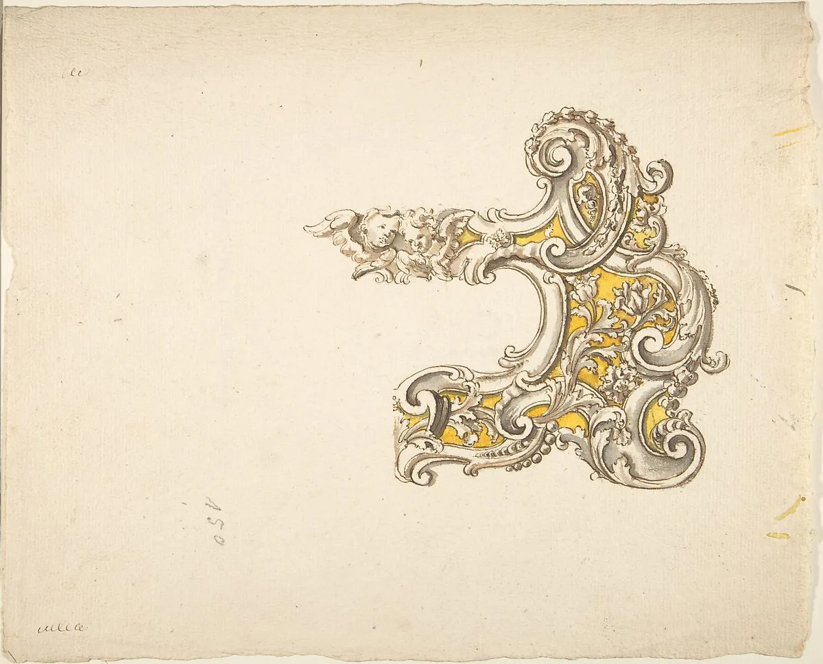 Half Rococo Cartouche with Cherubs — Anonymous, Italian, Bolognese 18th century artist