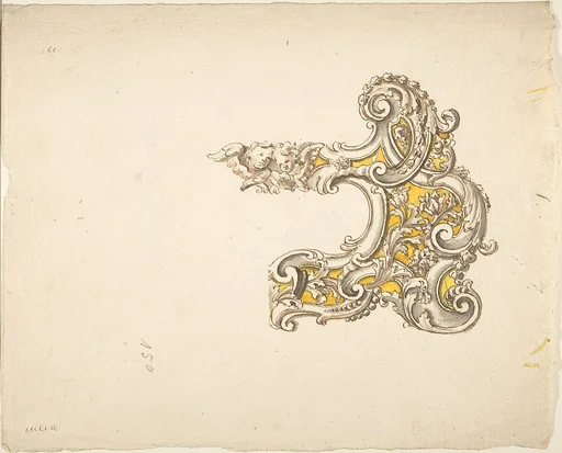 Half Rococo Cartouche with Cherubs