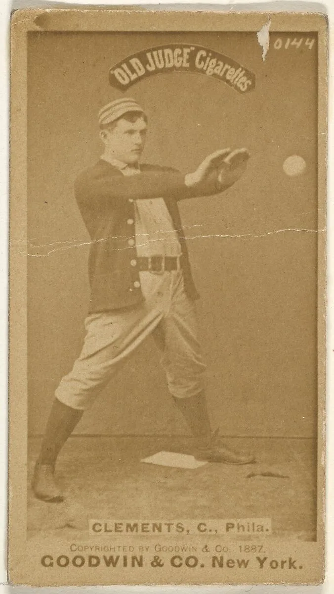 John J. "Jack" Clements, Catcher, Philadelphia, from the Old Judge series (N172) for Old Judge Cigarettes — Goodwin & Company