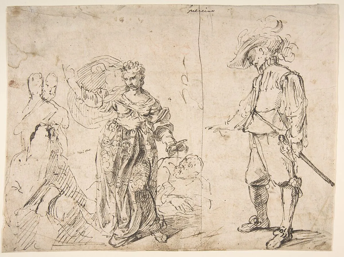 Sheet with Figure Studies (double sided) — Pietro Novelli, called Il Monrealese