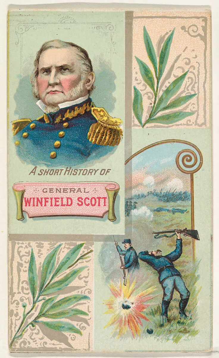 A Short History: General Winfield Scott, from the Histories of Generals series (N114) issued by W. Duke, Sons & Co. to promote Honest Long Cut Smoking and Chewing Tobacco — W. Duke, Sons & Co.|Knapp & Company