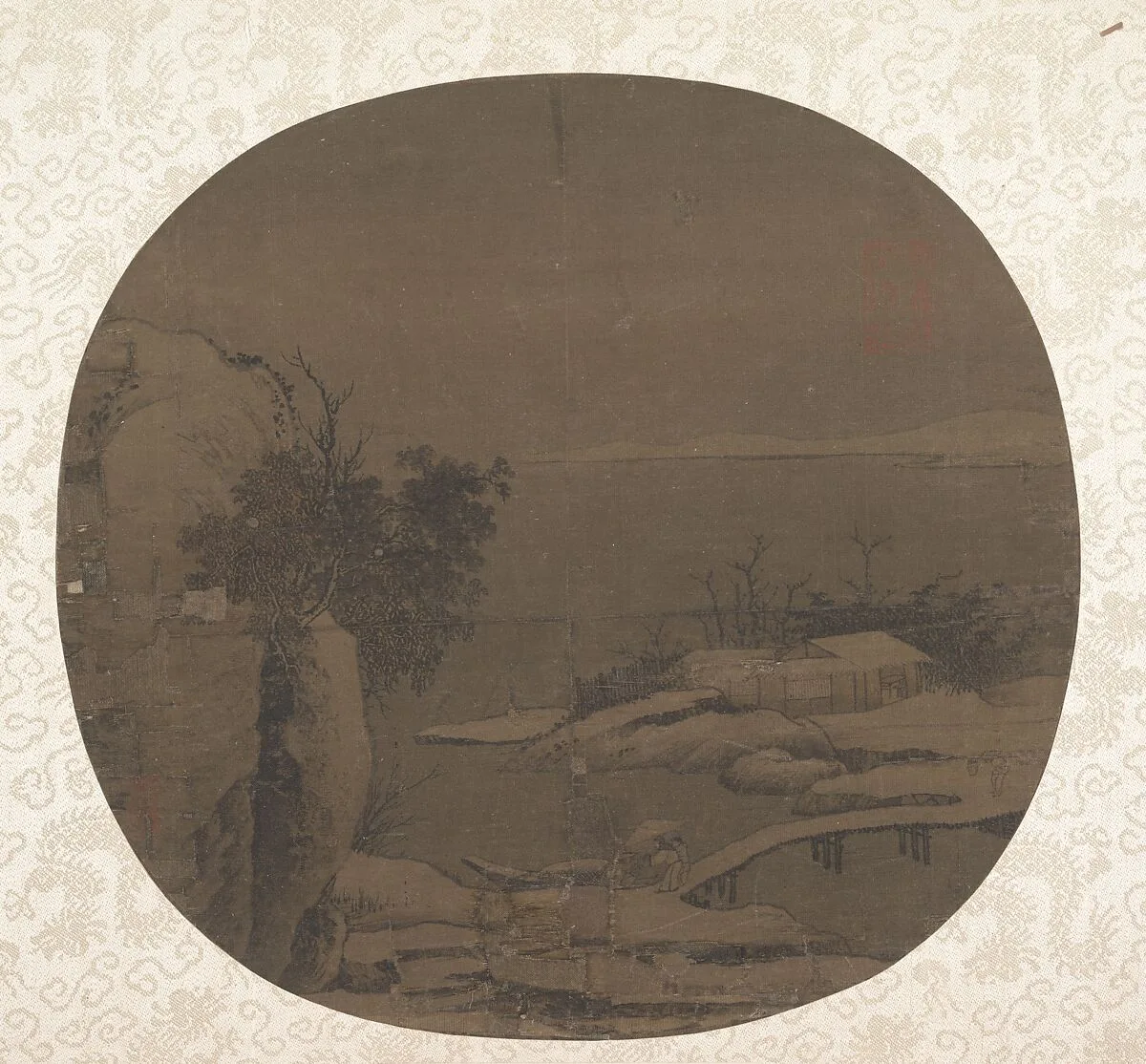 明? 佚名 舊傳燕文貴 雪橋送別 扇|Bridge in Snow — Unidentified artist