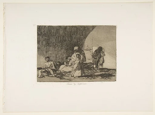 Plate 57 from "The Disasters of War" (Los Desastres de la Guerra): 'The healthy and the sick' (Sanos y enfermos)