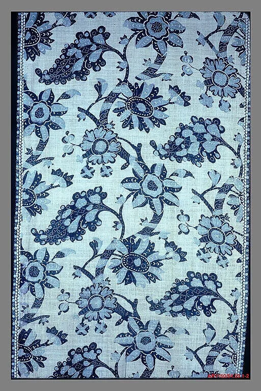 Bed hanging, blue-resist textile — Unknown