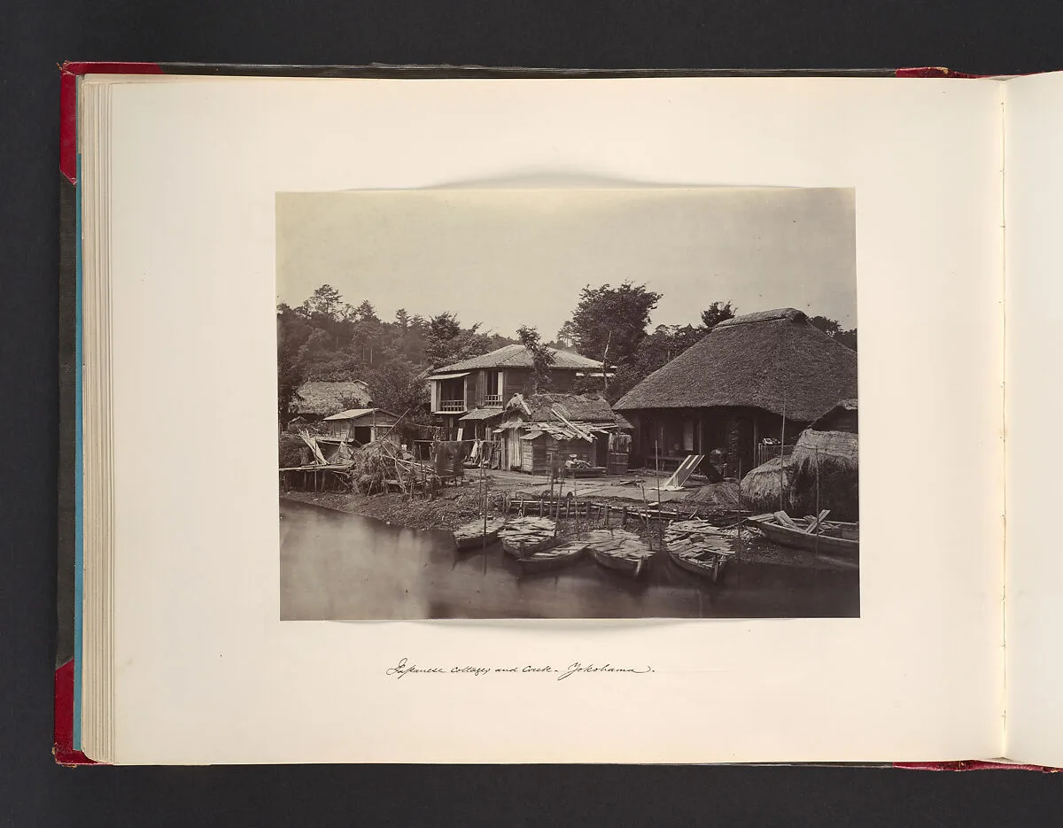 Japanes Cottages and Creek, Yokohama — John Thomson