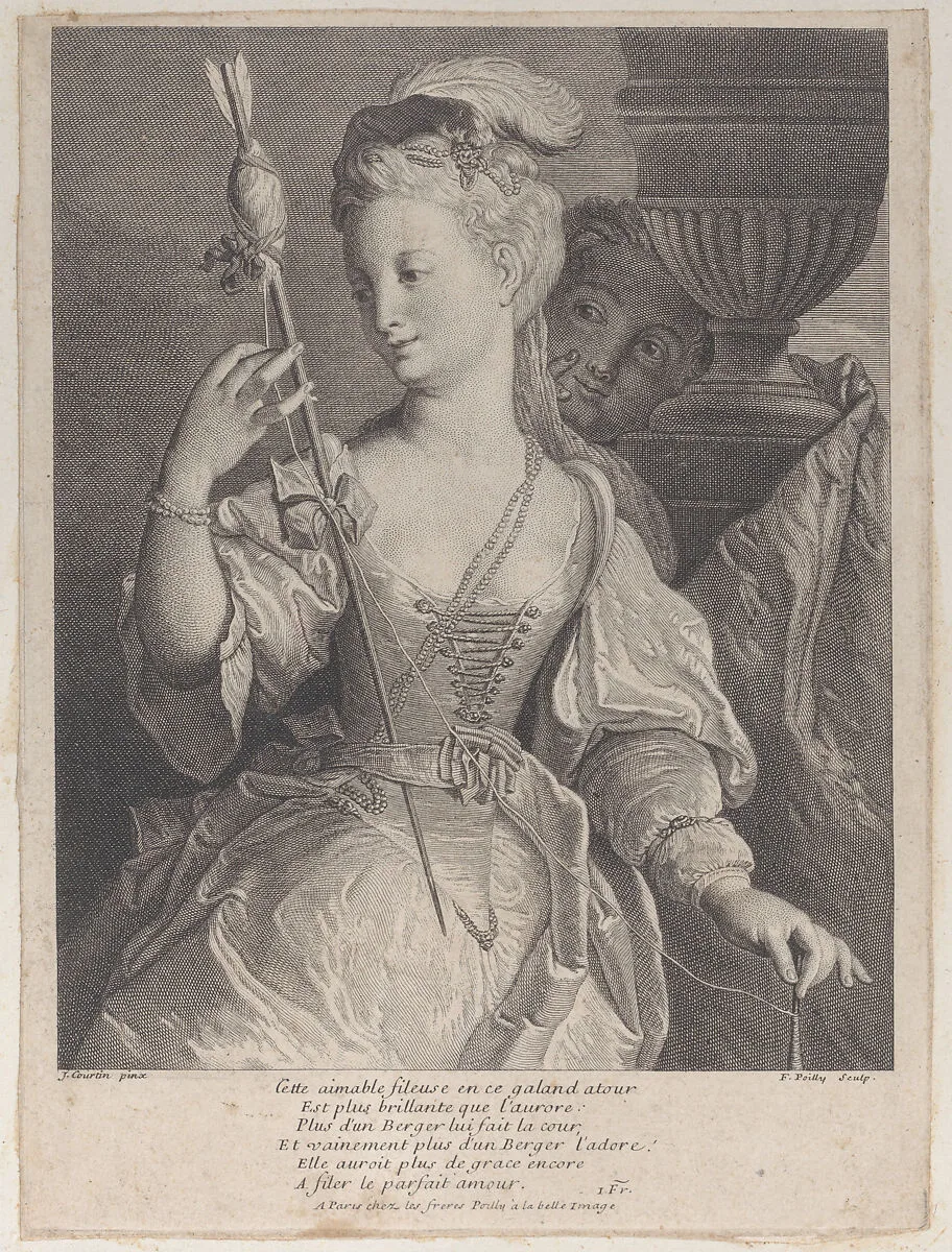 Young woman spinning thread for an arrow — Jacques Courtin|François IV de Poilly|François II de Poilly|Jean-Baptiste de Poilly