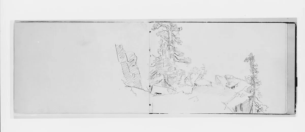 Trees and Cliff (from Sketchbook X) — William Trost Richards