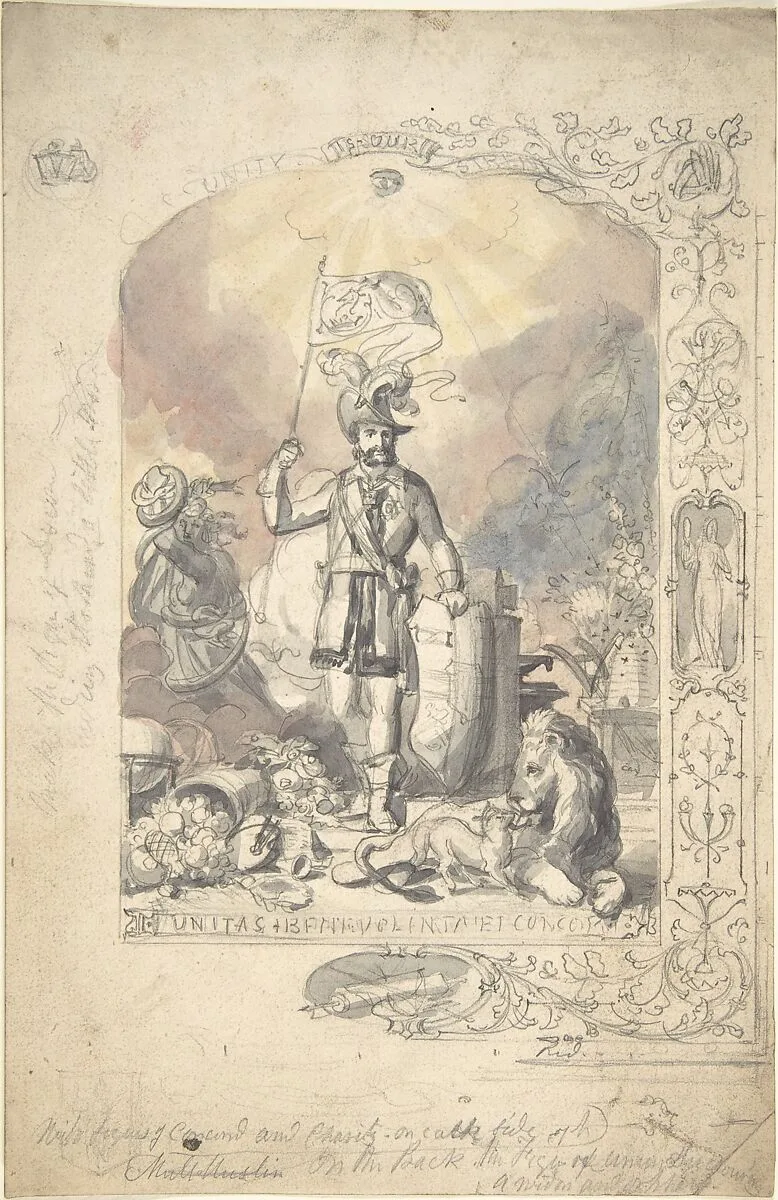 Design for the Ancient Order of Foresters: "Unity, Benevolence and Concord" — Anonymous, British, 19th century