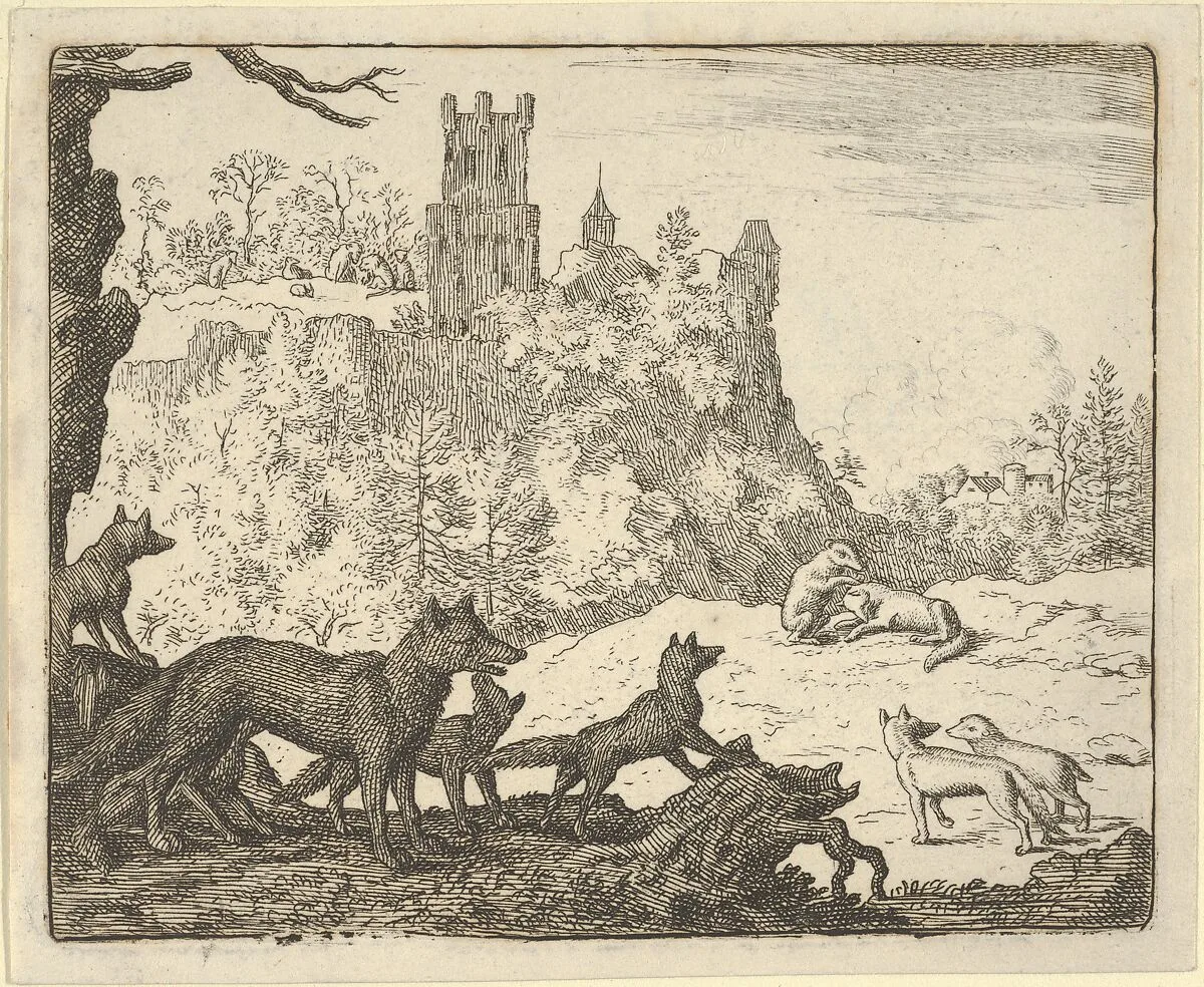 Renard Leaves with the badger from Hendrick van Alcmar's Renard The Fox — Allart van Everdingen