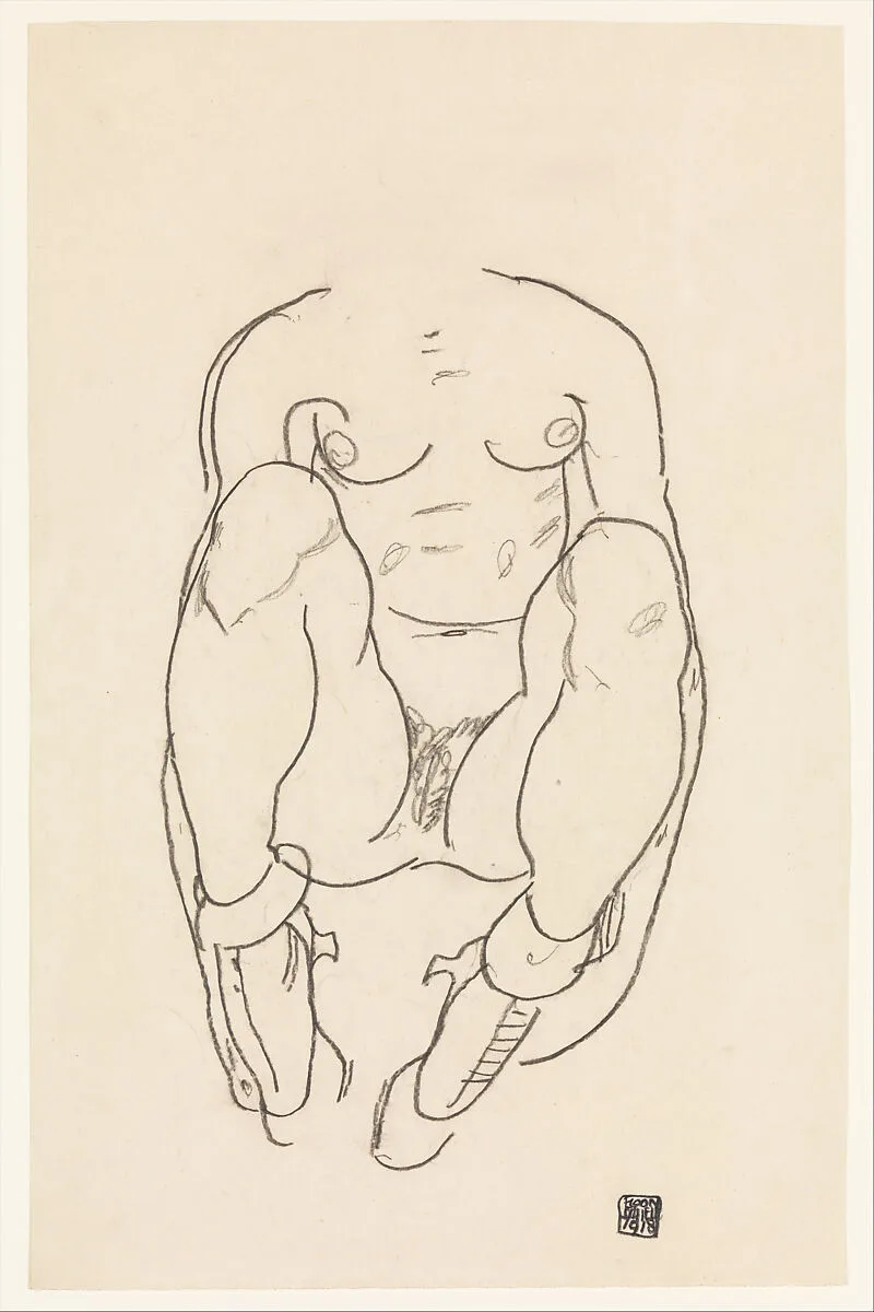 Torso of a Seated Woman with Boots — Egon Schiele